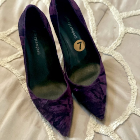 Purple crushed velvet High heels - Picture 4 of 5